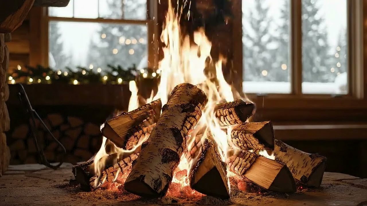 Cozy 4K Fireplace 10 Hours 🔥 Crackling Fire Sounds & Relaxing Music for Sleep, Study & Relaxation