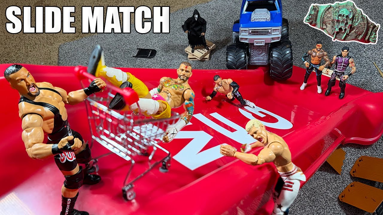 WWE 6 Man Action Figure Slide Match - YouTube