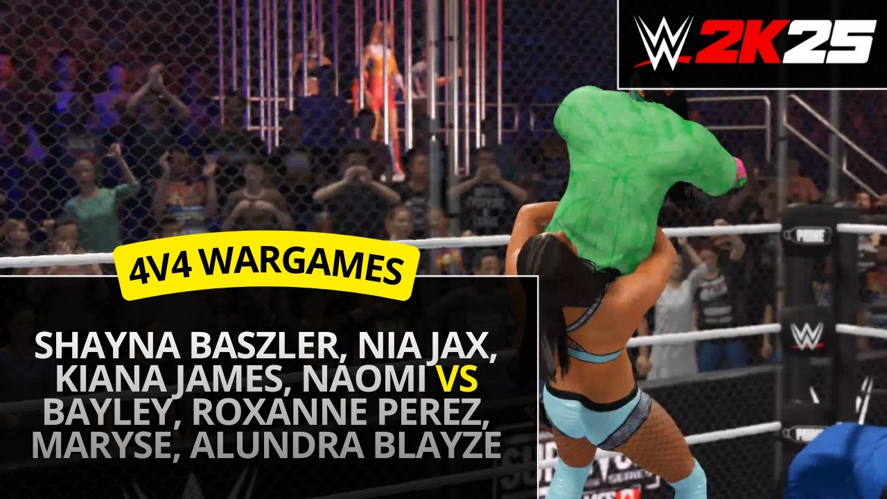 WWE 2K25 – Shayna Baszler & Nia Jax vs Bayley & Roxanne Perez (WarGames 4v4)