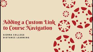 Adding a Custom Link to Course Navigation