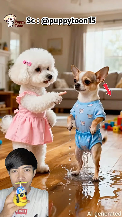 Little doggy thought it was a pee in his pants‼️ even though someone put ice cubes in it😂 puppyto...