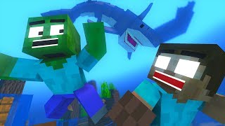 Monster School : Diving Shark Attack Challenge - Minecraft Animation