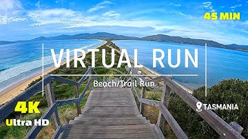 Virtual Run Bruny Island - Beach - Forest Trail 4K - Running Video - Virtual Scenery - Tasmania