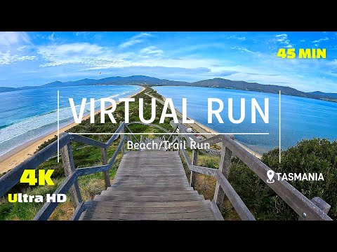 Virtual Run Bruny Island - Beach - Forest Trail 4K - Running Video - Virtual Scenery - Tasmania