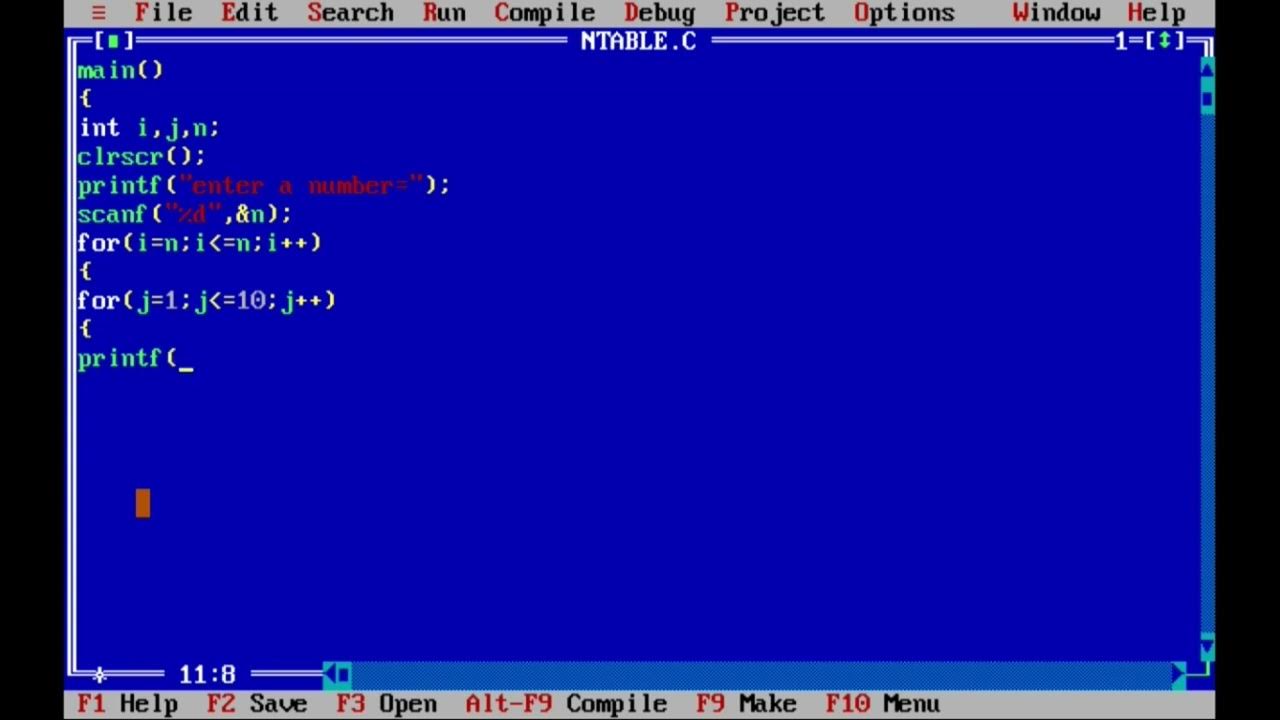 print table of n number in c programming language #coding # ...