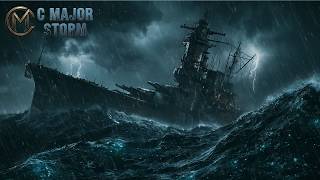 GOODBYE STRESS: Ship in a Violent Storm Night | Thunderstorm at sea, Rain & Ocean Waves to Sleep