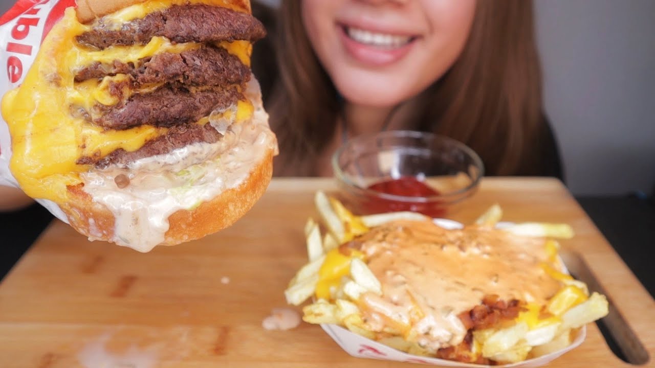 IN-N-OUT 4×4 ANIMAL STYLE BURGER & FRIES ASMR MUKBANG *NO TALKING*