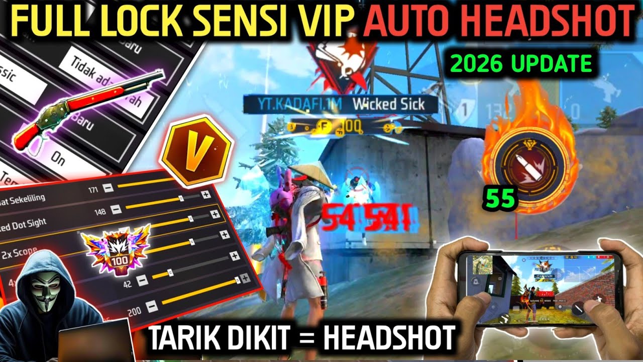 UPDATE 2026 ( SENSI VIP FF AUTO HEADSHOT ) ⚙️🔓CARA