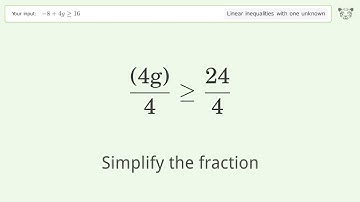 Solving Linear Inequalities: -8+4g is Greater Than or Equal to 16