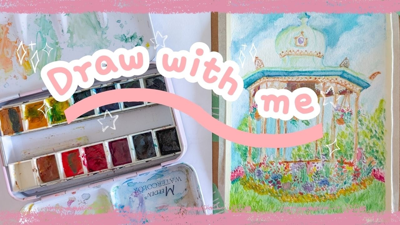 Draw with me a Gazebo from Bergen 🇳🇴 | Relaxing Watercolor Session