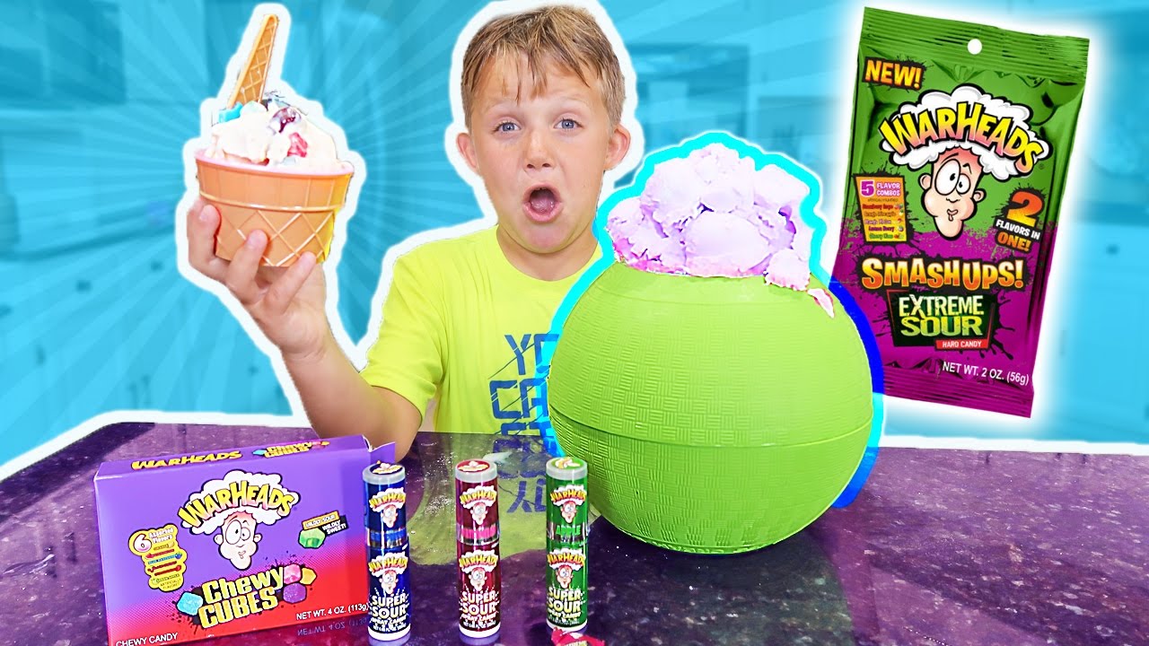 Extreme SOUREST ICE CREAM CHALLENGE! *Warheads Sour Candy* (Dangerous)