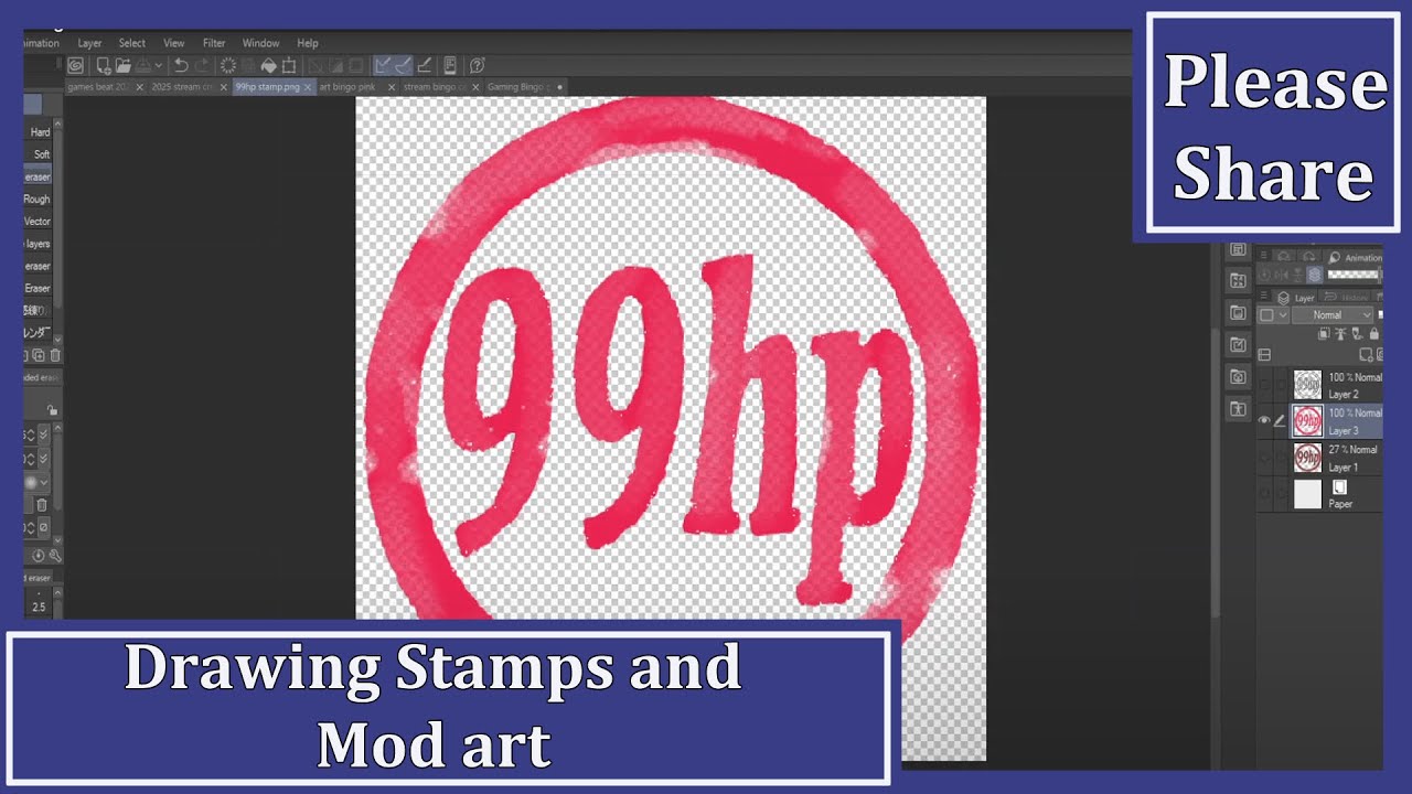 Drawing Stamp for my Bingo cards : Stream (99 Heal Potions) : Let's Play Theater