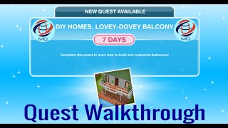The Sims FreePlay - DIY Homes: Lovey - Dovey Balcony Discovery Quest Walkthrough