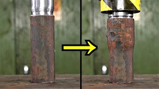 Forcing Too Large Shaft into Steel Tube with Hydraulic Press