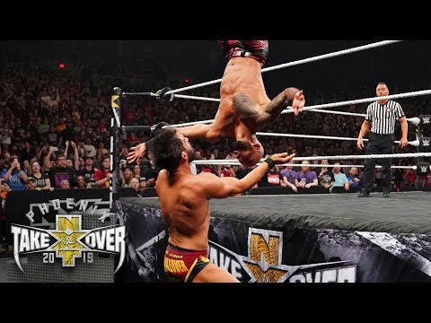 Ricochet takes flight and flattens Johnny Gargano on the outside: NXT TakeOver: Phoenix