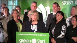 Elizabeth May unveils costed Green federal Budget Plan and their platform Pan Pacific, Sept 09