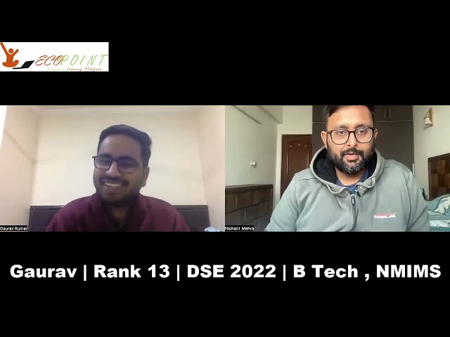 Gaurav | DSE 2022 | Rank 13 | DSE Preparation Strategy | B Tech, NMIMS |