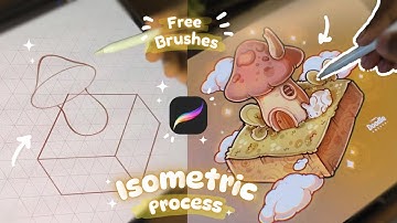 How to draw cute Isometric art in Procreate ( free brushes + Procreate tutorial ) | iPad Pro 2025