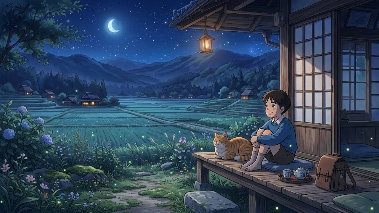 Midnight Ghibli Lofi 🌙 Calm Study Beats | Relaxing Anime Background Music for Sleep & Focus