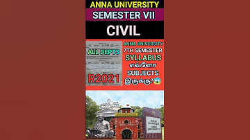 Anna University 7th Sem Civil Syllabus #shorts #civil #annauniversity#regulation2021 #syllabus#r2021