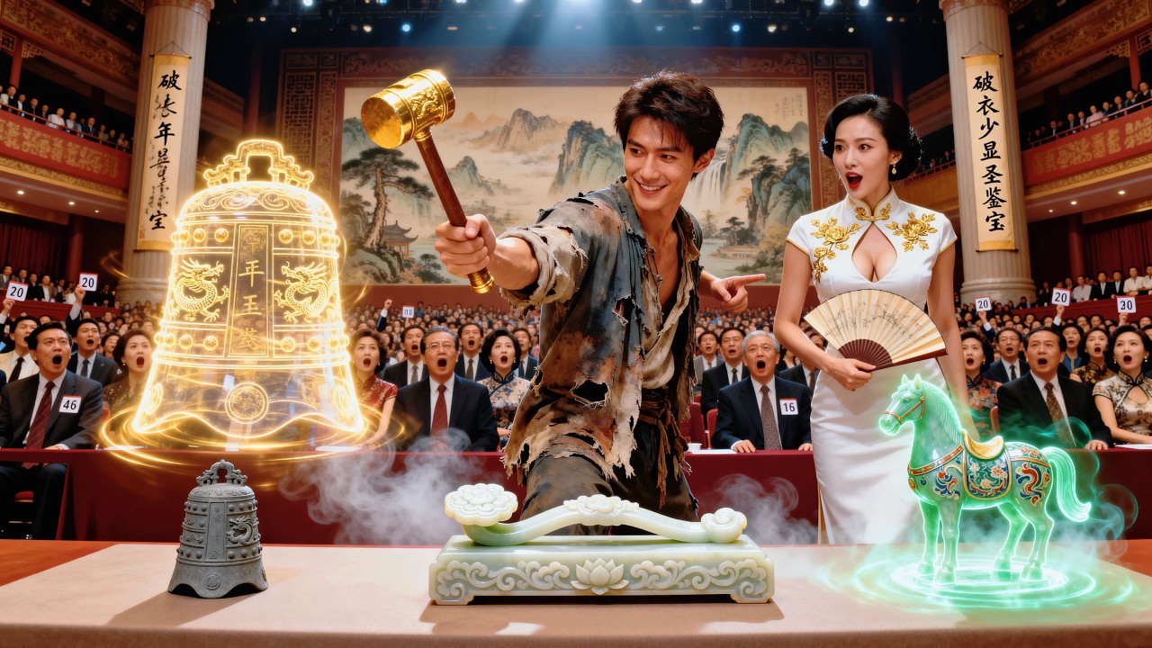 三件古寶被專家鑑定為贗品，窮小子卻執意花三百萬買下。落錘瞬間，全場安靜 —— 金紋古鐘、青銅戰馬接連現世，壓軸的玉如意更是稀世奇珍！#cdrama #movie #短剧 #情感 #爽文 #鉴宝