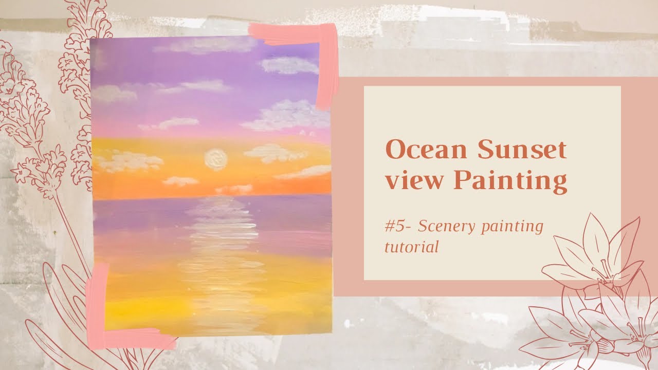 Ocean Sunset View painting | #5- Scenery painting tutorial | ART WITH FATEMA