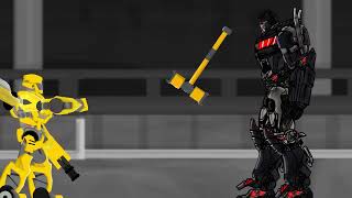 (Tachy metal cardbot meet Bumblebee& optimus prime transformers dc2 test animation)