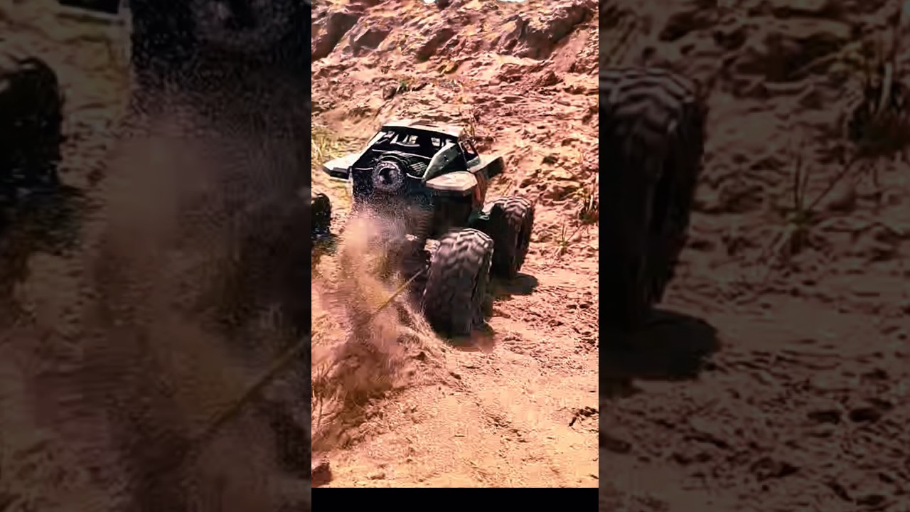 Testing RC driver's driving skills sharp turn off road drive  