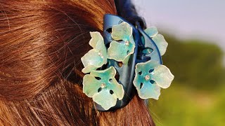 Polymer clay jewelry Hydrangeas tutorial|Vitreous jewelry|Transparent DIY Polymer clay+UV resin