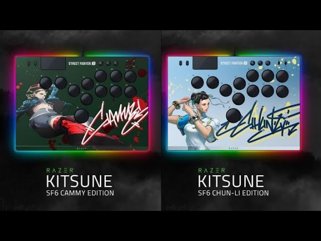 Razer Kitsune PS5 & PC thin leverless arcade controller SF6 Chun-Li Edition