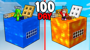 JJ and Mikey: ELEMENTAL Block 100 Days Battle in Minecraft - Maizen
