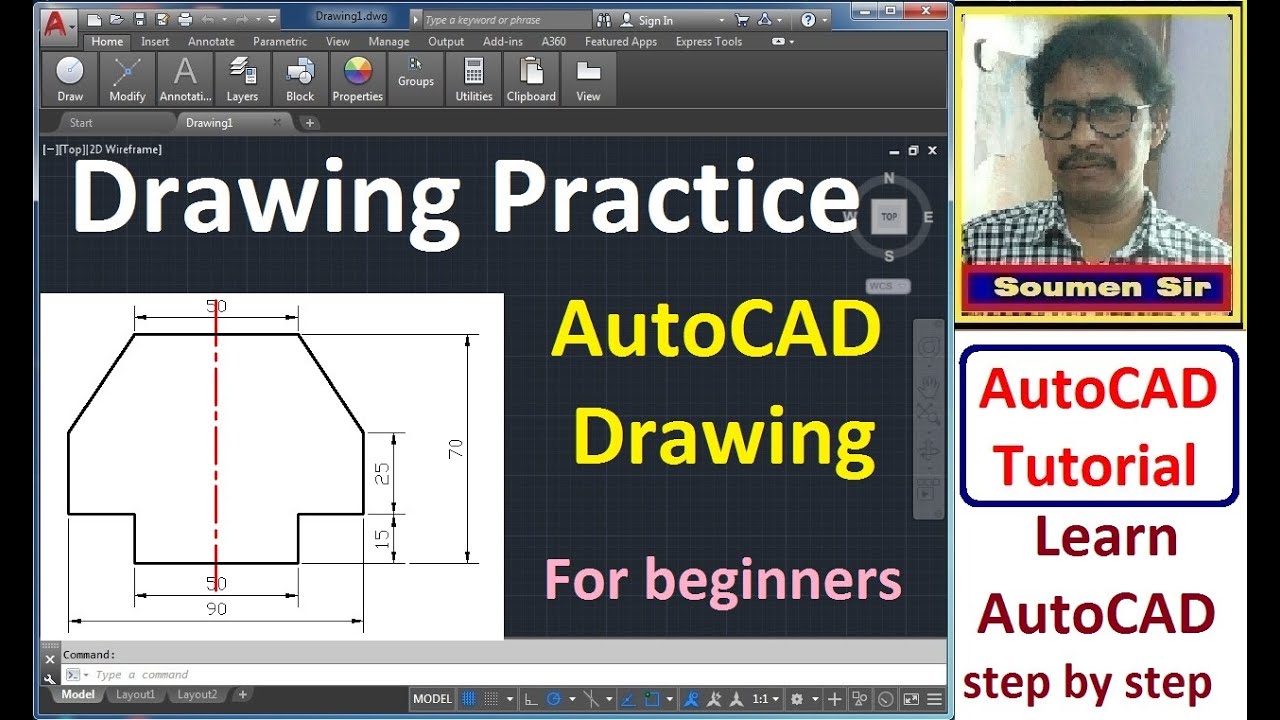 Autocad 2d practice drawing | Autocad for beginners - YouTube