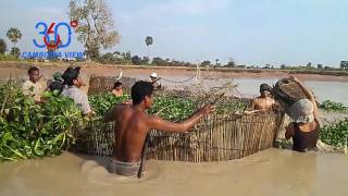 Net Fishing In Battambang Province 2017 - Khmer Net Fishing - Cambodia Traditional Fishing