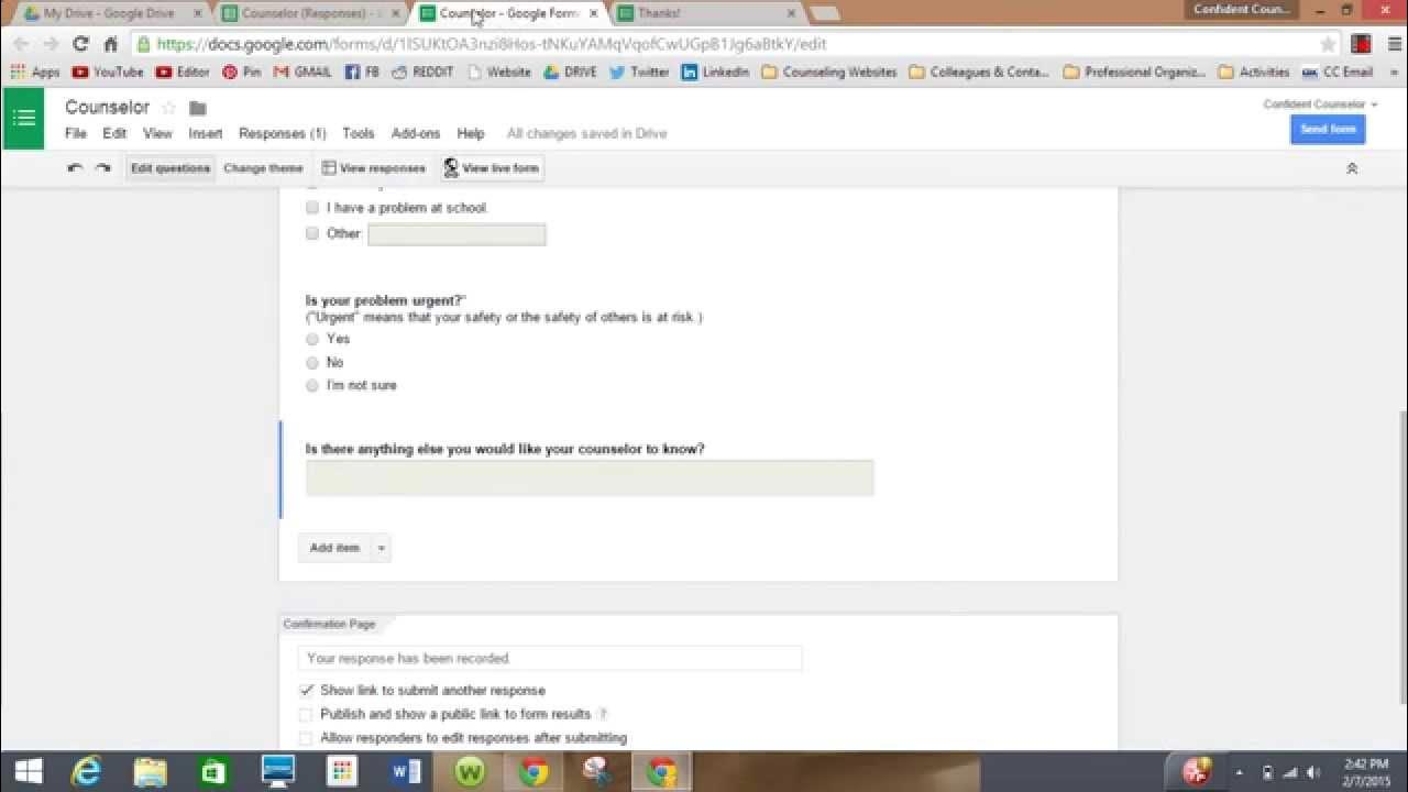 Counselor Request Form Using Google Forms & Sheets YouTube