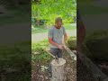 Making a diy baseball bat with an axe