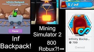 Buying Inf Backpack 800 Robux Roblox Mining Simulator 2