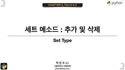 [파이썬 기초] 06-08-5-5 세트 메소드 : 추가 및 삭제 | 박진수 SNU IDSLab