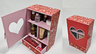 How to Make Makeup organizer From Shoes Box | Make Makeup Rack at home | Cardboard craft idea