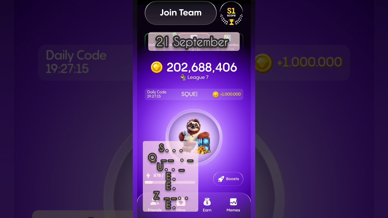 Gemz 💎 Daily Code 21 September 2024 