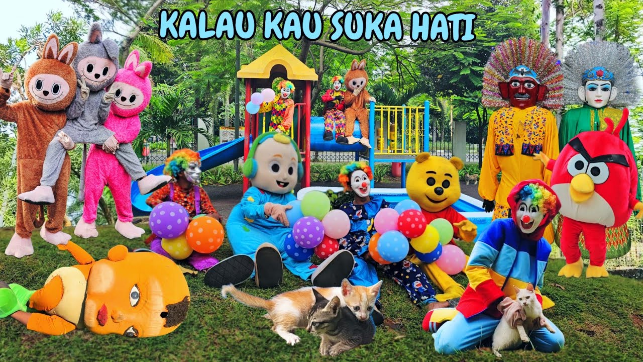 KALAU KAU SUKA HATI ❤ BADUT ONDEL JOGET LAGU ANAK REMIX | BALONKU & LABUBU FUNNY DANCE