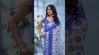 Elora White Batik Saree: Effortless Elegance in Ready-To-Wear Style!