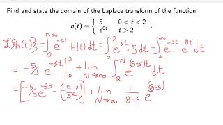 Section 6.1: Computing the Laplace Transform of a Piecewise Function