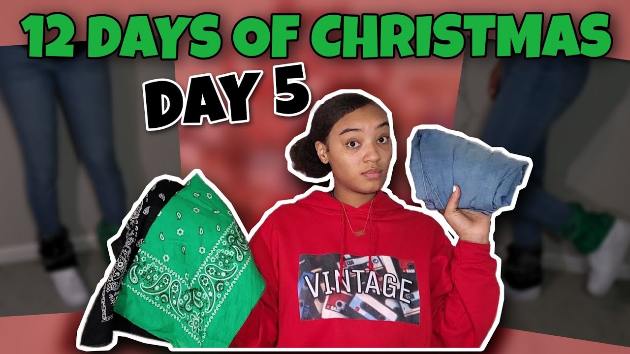 DIY BANDANA STACKED JEANS 12 DAYS OF CHRISTMAS CUSTOM CLOTHING
