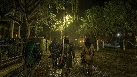 Peaceful Thunderstorm Walk – Arthur, John, Lenny & Eagle Flies | RDR2  ASMR Ambience