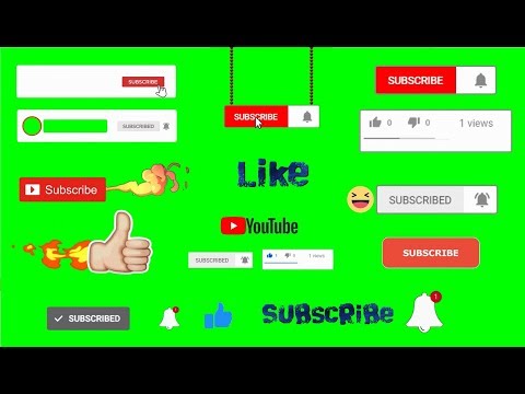 Top 100 Subscribe Button and Bell Icon and Like Green Screen