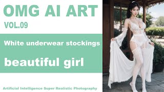 【OMG AI ART】 4K [AI Art] ストッキング | 스타킹 | White stockings | ai ultra-realistic photography lookbook 09
