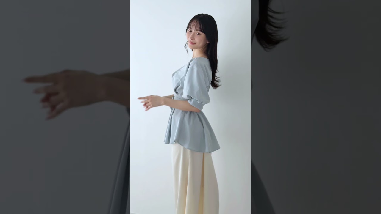 overE 96 ウエストベルト付きカシュクールブラウス ウエストベルト付き 