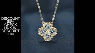 2025 Trend 3mm D Moissanite Pendant Necklace Adjustable 925 Silver Clover Flower Clavicle Chain for