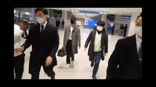 تسريب لحضه رجوع جين جونكوك وجيمين الى مطار  كوريا