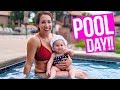 Baby Micah's First Time at the Pool - POOL DAY!